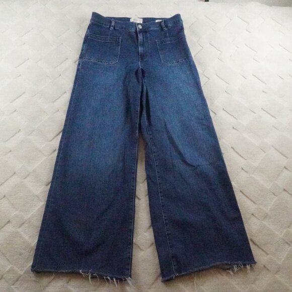 Frame Le Slim Palazzo Ankle Wide Leg Jean Womens 29 High Rise Blue Denim - Picture 1 of 8